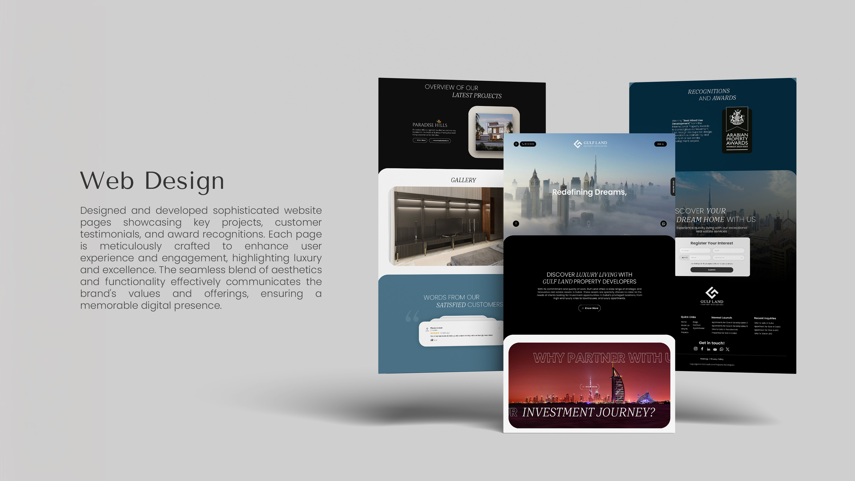 Gulf Land responsive website design shown across desktop and mobile screens