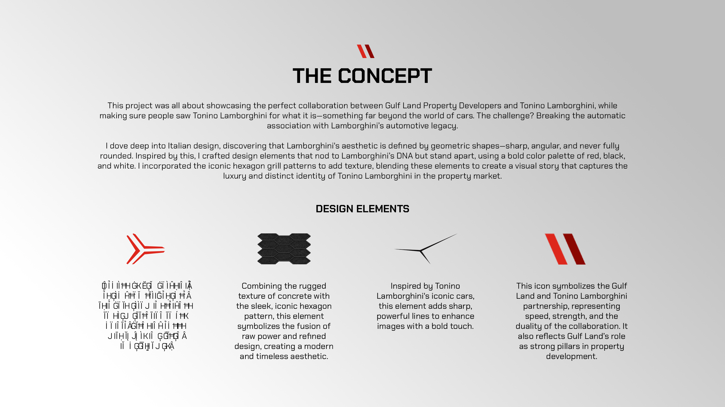 Tonino Lamborghini and Gulf Land collaboration concept with its design elements