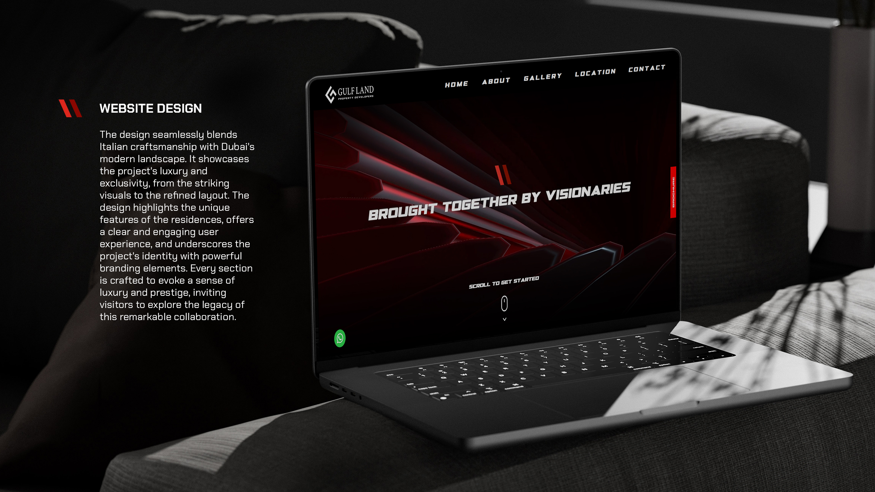 Tonino Lamborghini and Gulf Land collaboration website presented on a laptop