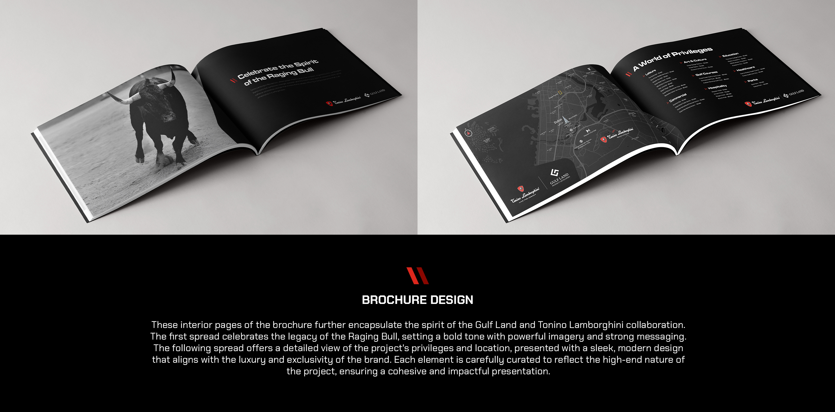 Tonino Lamborghini branded residences brochure interior spreads